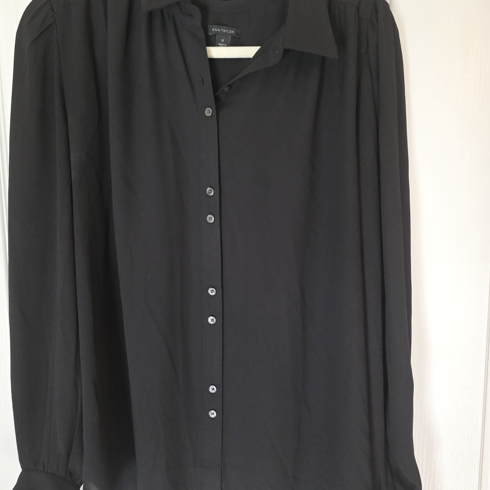 Ann Taylor Black Blouse Size LT